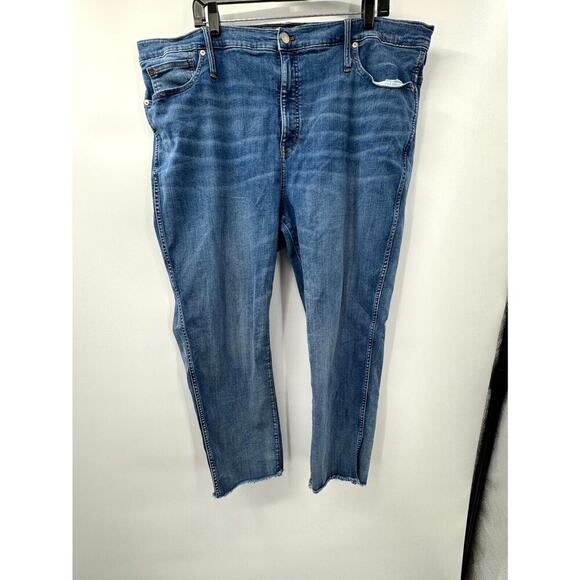 Madewell Stovepipe Jeans Women's 36 Blue Denim 5-Pockets Raw Hem Straight Leg - Picture 1 of 6